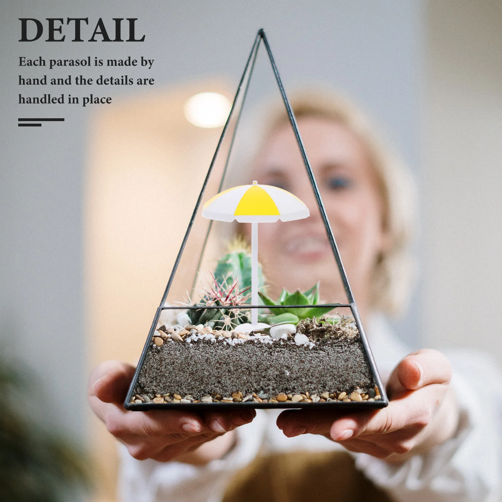 

6 Pcs Succulents Parasol Ornaments Seaside Miniature Beach Accessories Pp Houses Dollhouse