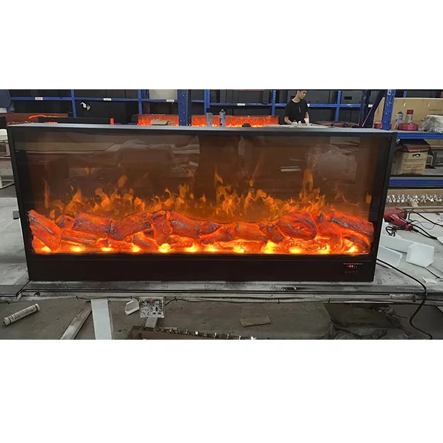 

Современный большой электрический камин с ЖК-дисплеем пламени и стальной подставкой для телевизора, вставкой пульта дистанционного управления только для внутреннего использования