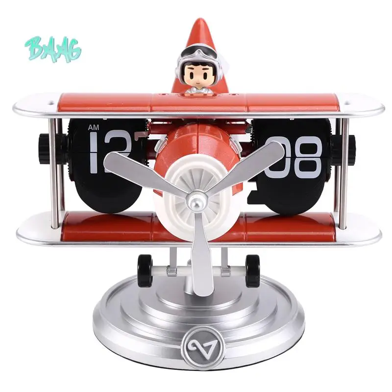 

BAAG-Retro Turnover Desk Clock, 24-Hour Automatic Mechanical Turnover, Stainless Steel, Suitable For Home And Office.