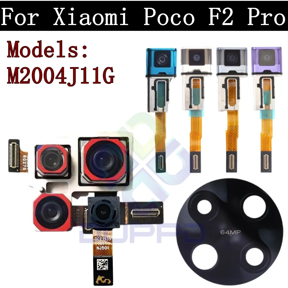 Original Rear and Front Camera Module, Flex Cable for Xiaomi Poco F2 Pro Selfie, Small Facing Main Back Camera Lens