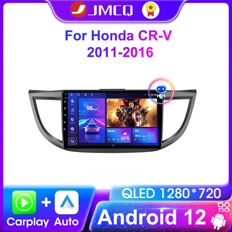 

JMCQ Carplay Android 12 Car Radio Multimedia Video Player Navigation For Honda CRV CR-V 2011-2016 Head Unit Only Support 2.0L