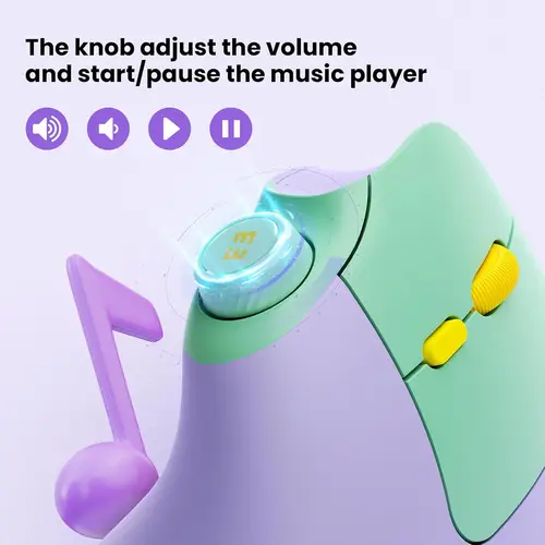 Imagen 2 del producto Ratón ergonómico Ratón inalámbrico vertical recargable con perilla de volumen, clics silenciosos Conexión de 3 dispositivos Ratones ópticos para Windows