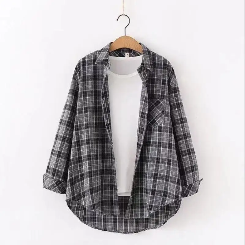 Women Spring Autumn Plaid Shirt White Short Top Pants 1 or 3 Piece Set Korean Lady Student Casual Blouse Trousers Outfits 2023