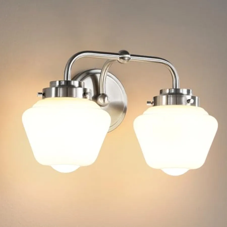 

Bathroom Vanity Fixtures: s Vanity ing Fixtures with Frosted Milky Glass Shades Hardwired 11 in Brushed Vanity s Over Mirror Ex