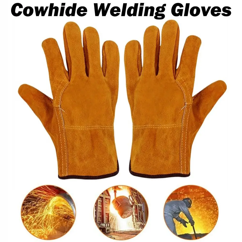 

New Cowhide Welding Gloves Wear Resistant Soft Labor Gloves High Temperature Resistance Mechanic Glove Driving