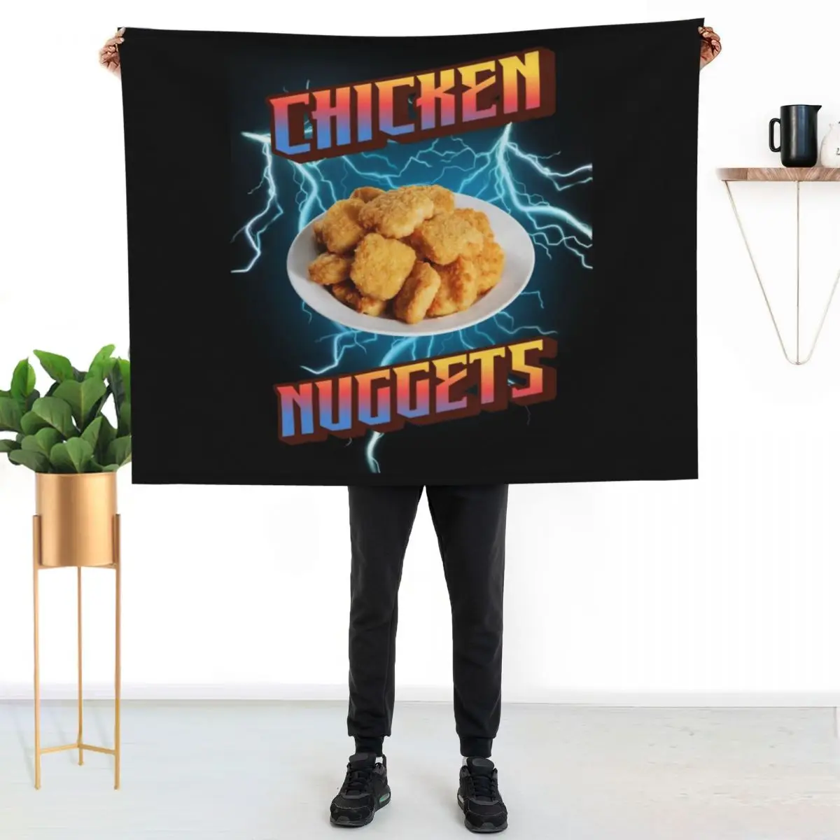 Chicken Nuggets,Funny Heavy Metal, Rap Bootleg Style Retro Chicken Nuggets, Chicken Nuggets Bootleg Throw Blanket