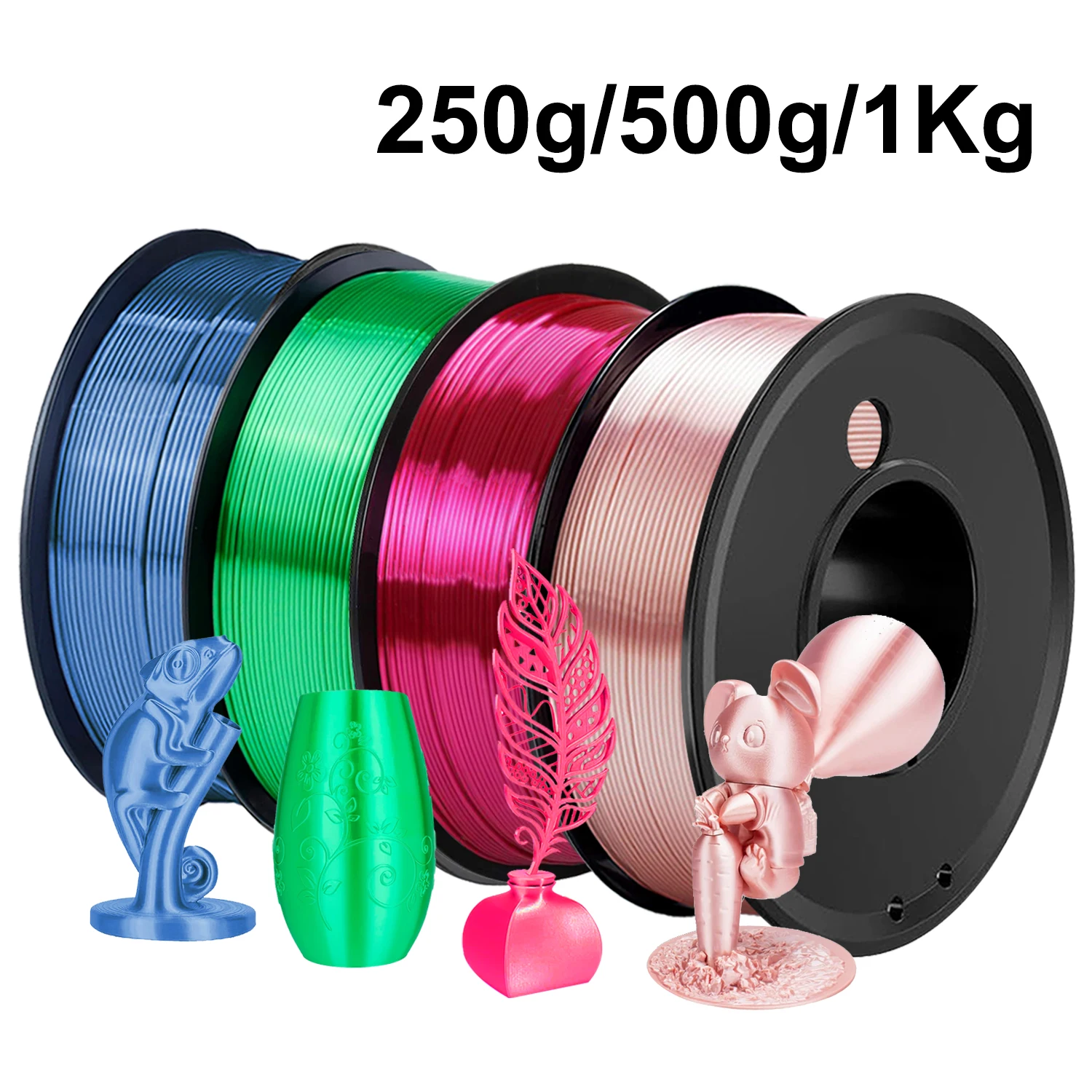 

250g 500g 1kg PLA Silk Rose Filament 1.75mm 3D Printer Material pink 250gx4 3D Print Refills Filament wire Vacuum Packaging
