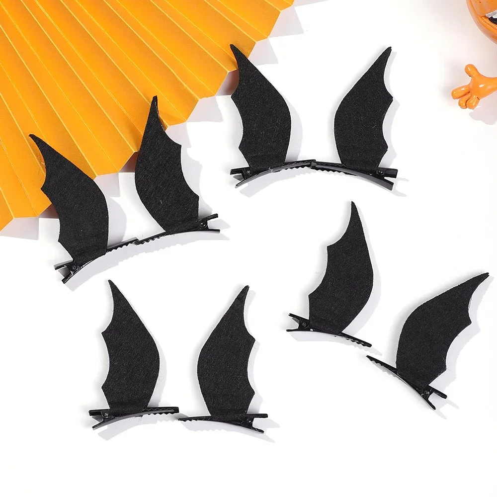 1 Pair Halloween Black Devil Wings Bat Hair Clip for Women Girl Hairpin Spider Pair Clip Cosplay Party Barrettes Accessories