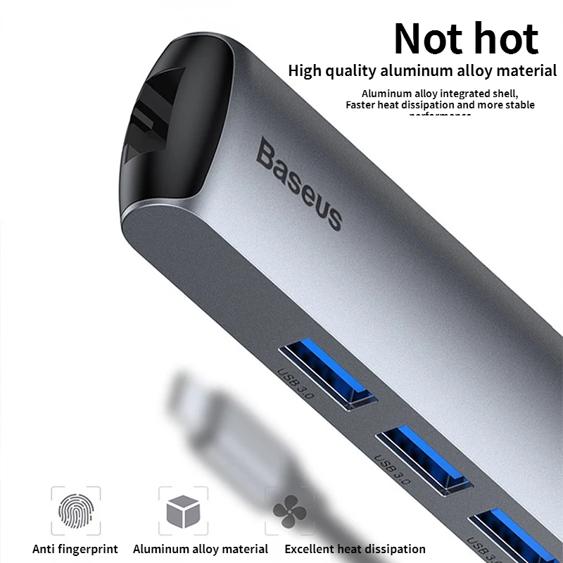 Imagem -04 - Baseus-tipo c Doca de Expansão para Macbook Conversor Acessórios de Computador Carregamento Rápido Porta Usb Cabo de Rede Hub Hdmi