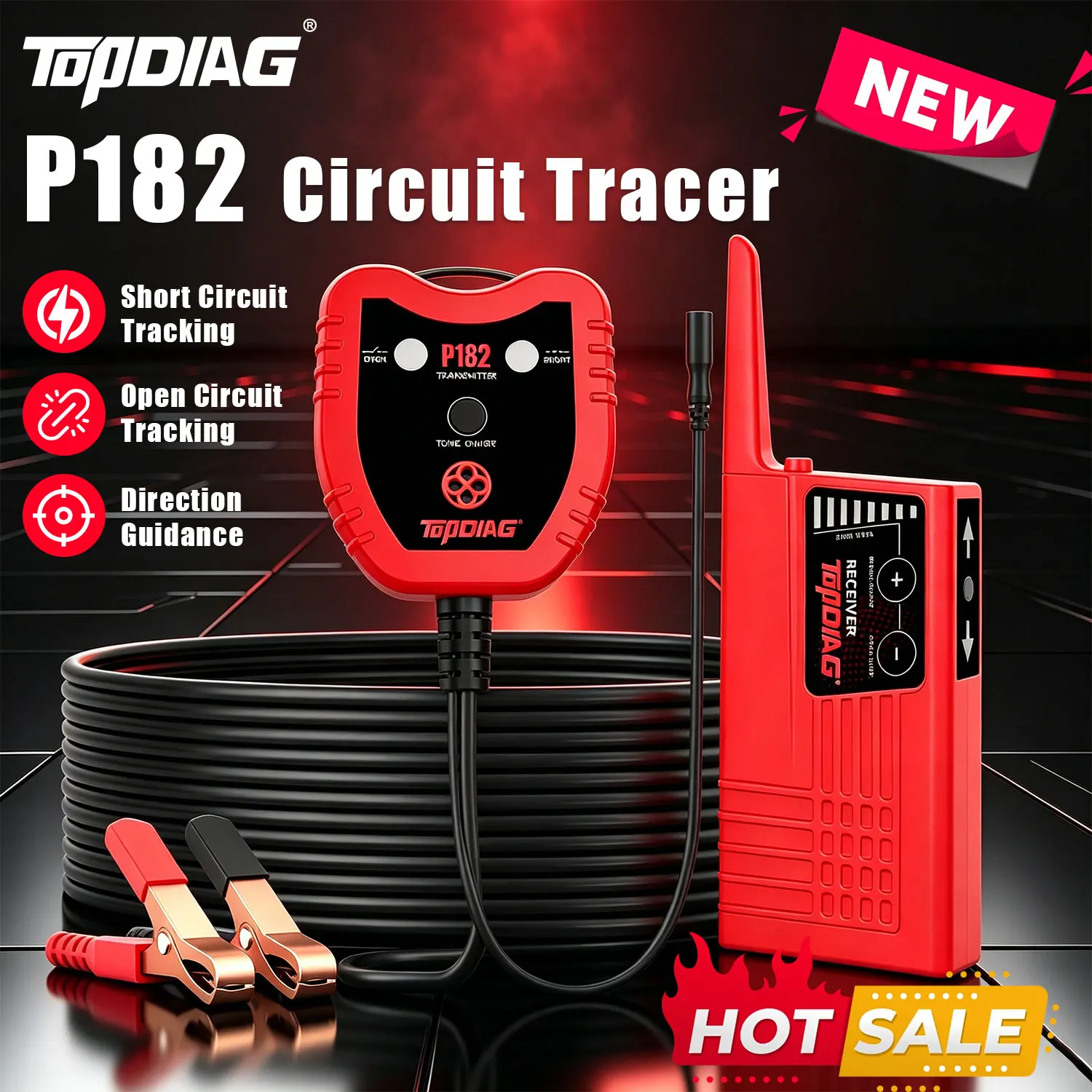 Professional Wire Tracer Topdiag P182 Circuit Tracer Line Detector Wall Line Finder Metal Cable Breaks & Shorts Search Locator