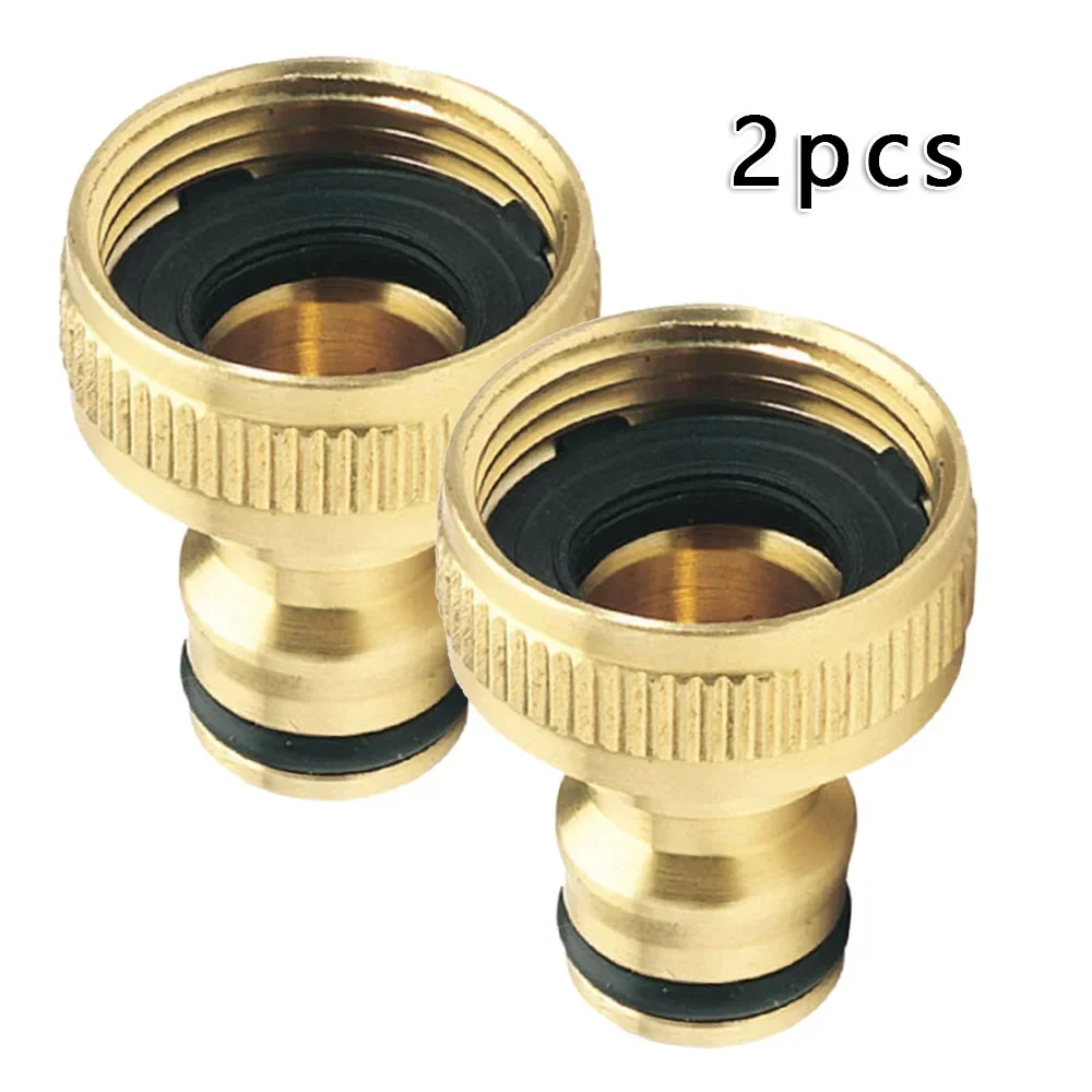 

2Pcs Brass Garden Faucet Hose Adapter 3/4'' to 1/2'' Quick Connect Water Tap Connector Leakproof Pipe Fitting for Water Systems
