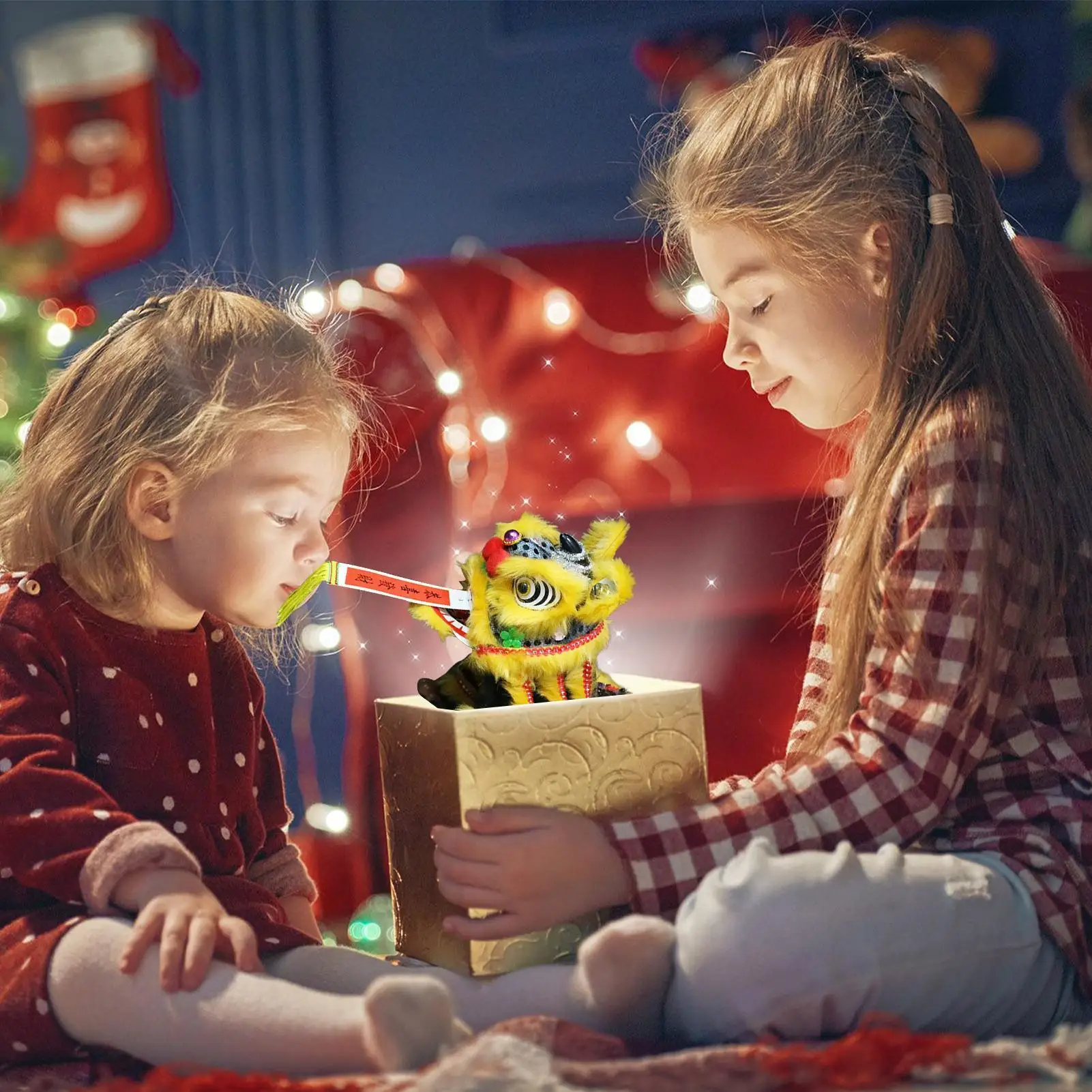 Tradycyjne chińskie lalki sznurkowe, lalki kulturowe, taniec lwa sznurkowego, ręcznie robiona zabawka, rzemiosło artystyczne na festiwale i rozrywkę domową.