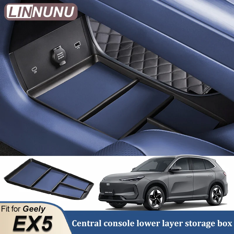 

LINNUNU﻿ For Geely EX5 2025 Car Central Control Storage Box Galaxy E5 Central console lower layer organizer Auto Accessories