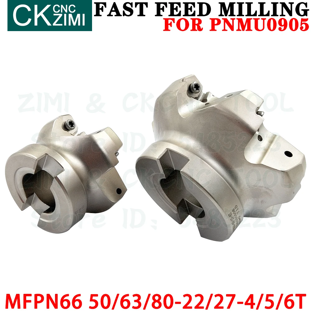 MFPN66 50-22-4T 63-22-5T 80-27-6T Right angle milling cutter fast feed face milling cutter Indexable tools for PNMU0905 inserts