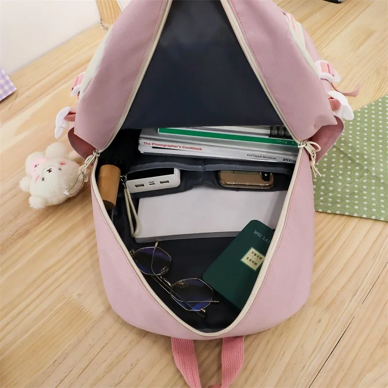 5 In 1 School Bag for Girls Multifunctional Student Book Bags Large Capacity Teen Girl Schoolbag Casual Women Travel Backpack