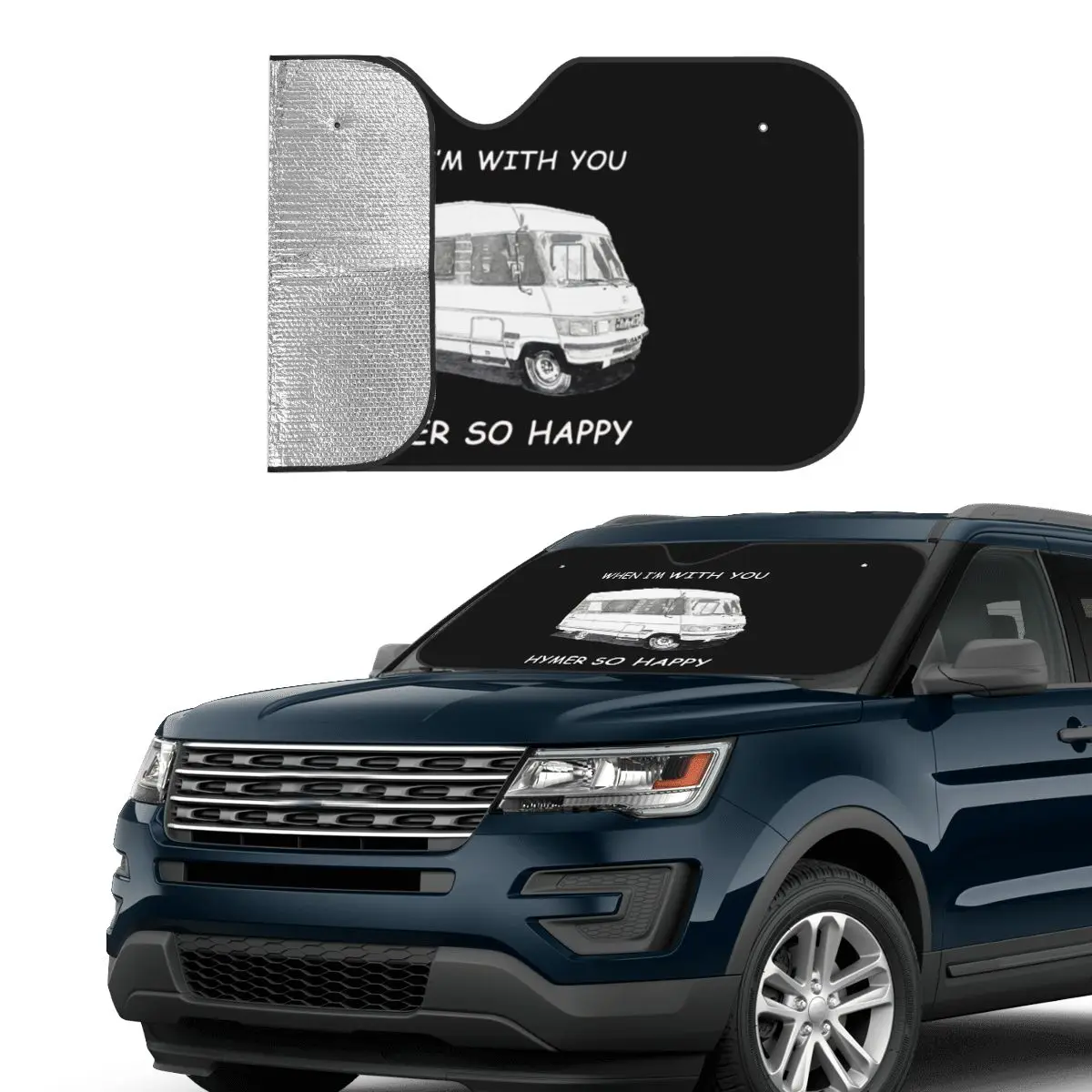 

When I'm With You Hymer So Happy Sunshade Windscreen Car Front Windshield Window Sun Visor Accessories Covers
