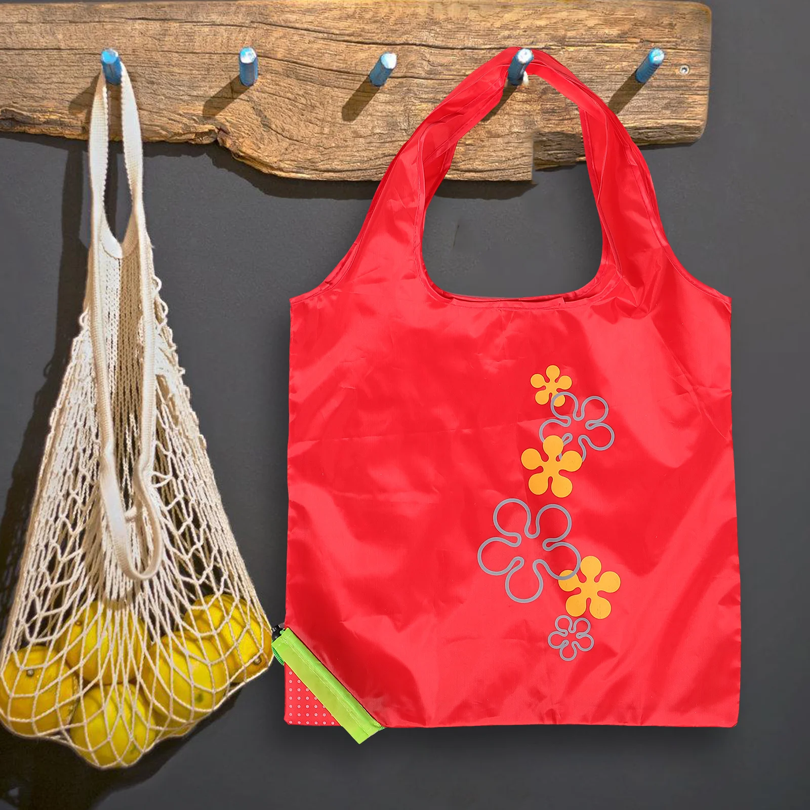 

3Pcs Foldable Reusable Eco- Storage Bags Lightweight Portable Grocery Shopping Tote Polyester Compact Drawstring