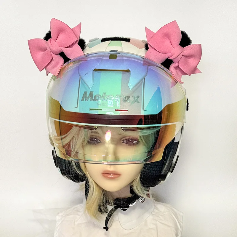 

NEW 2pcs Motorcycle Helmet Decoration Bow Ears Women's Moto Riding Ski Helmet 3D Sticker Car Scooter Motorcycle Accessories