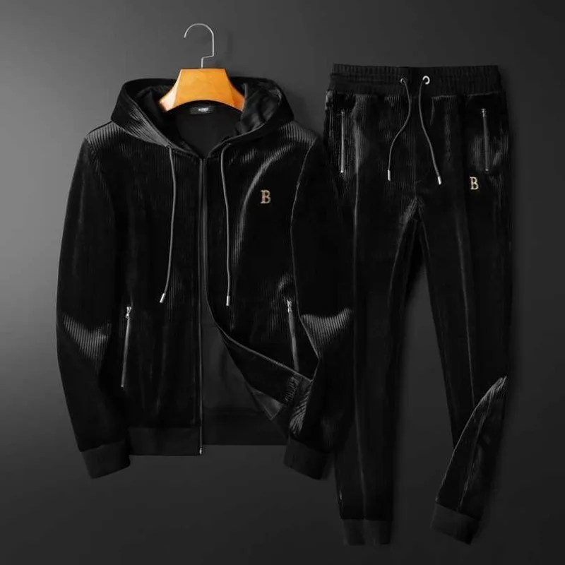 Men's clothing spring and autumn high quality high-grade leisure sports hoodies suit gold velvet two-piece suit