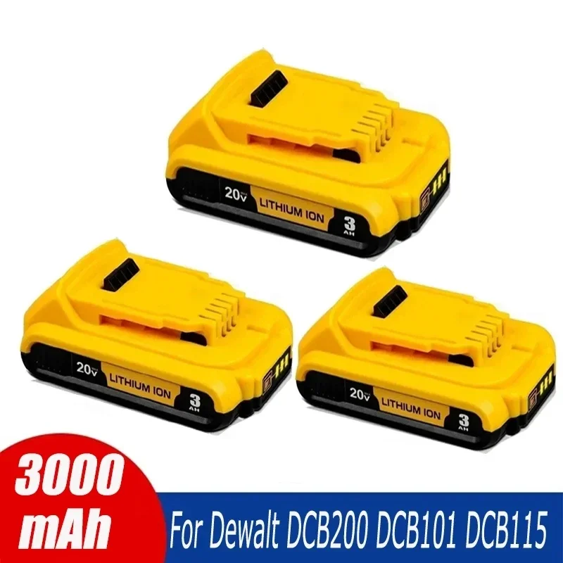 20V 3Ah DCB203 Li ion Battery Replacement for DeWalt 18v 20Volt Max Lithium Ion Batteries DCB206 DCB205 DCB204 DCB200Power Tools