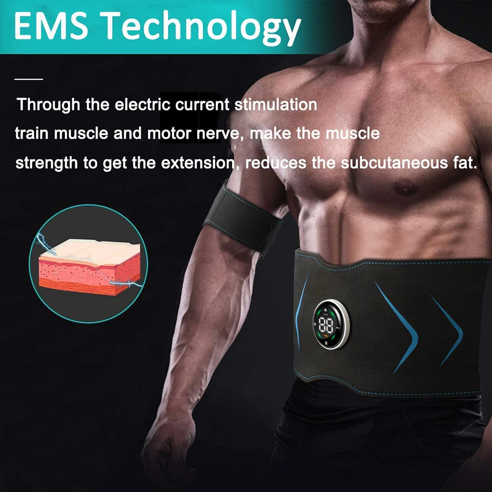 Muscle Stimulator Body Slimming Belt Electric Abdominal Trainer Toner Weight Loss New Smart EMS Fitness Vibration Belt Unisex