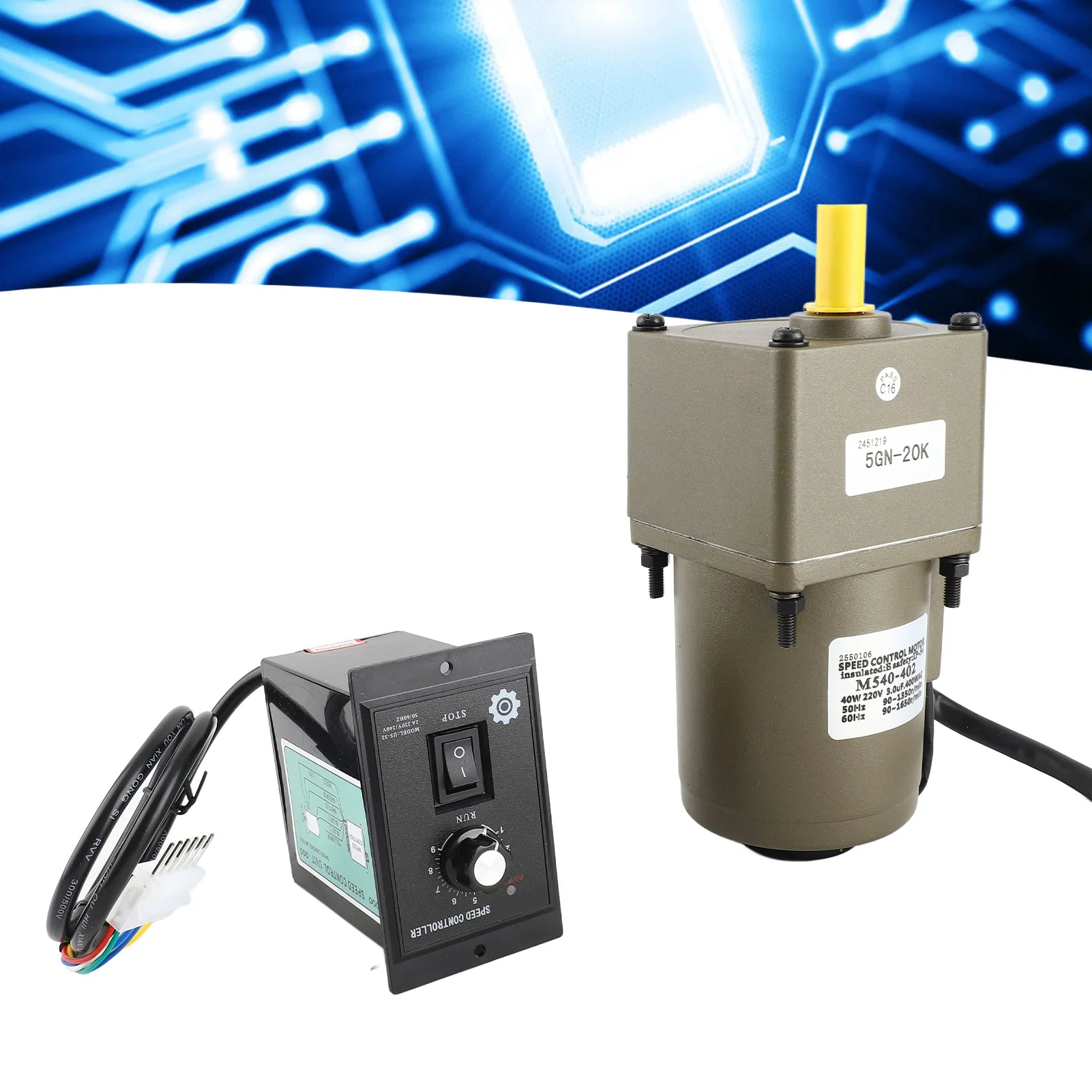 AC 40W Single Phase Asynchronous Gear Motor Deceleration Adjustable Speed Single Phase Motor AC Gear Motor Deceleration Motor