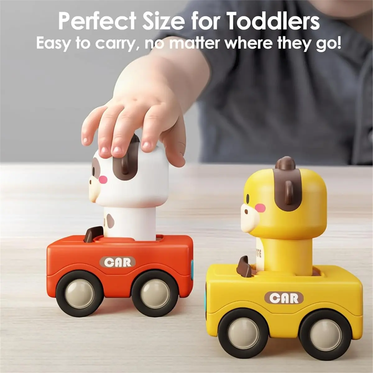E@MB*RA*aCE^HAPPYa Coches de juguete de empuje para niños pequeños de 1 a 3 años, coches de carreras de animales para bebés, vehículos de fricción de empuje, regalo de cumpleaños para meses de edad