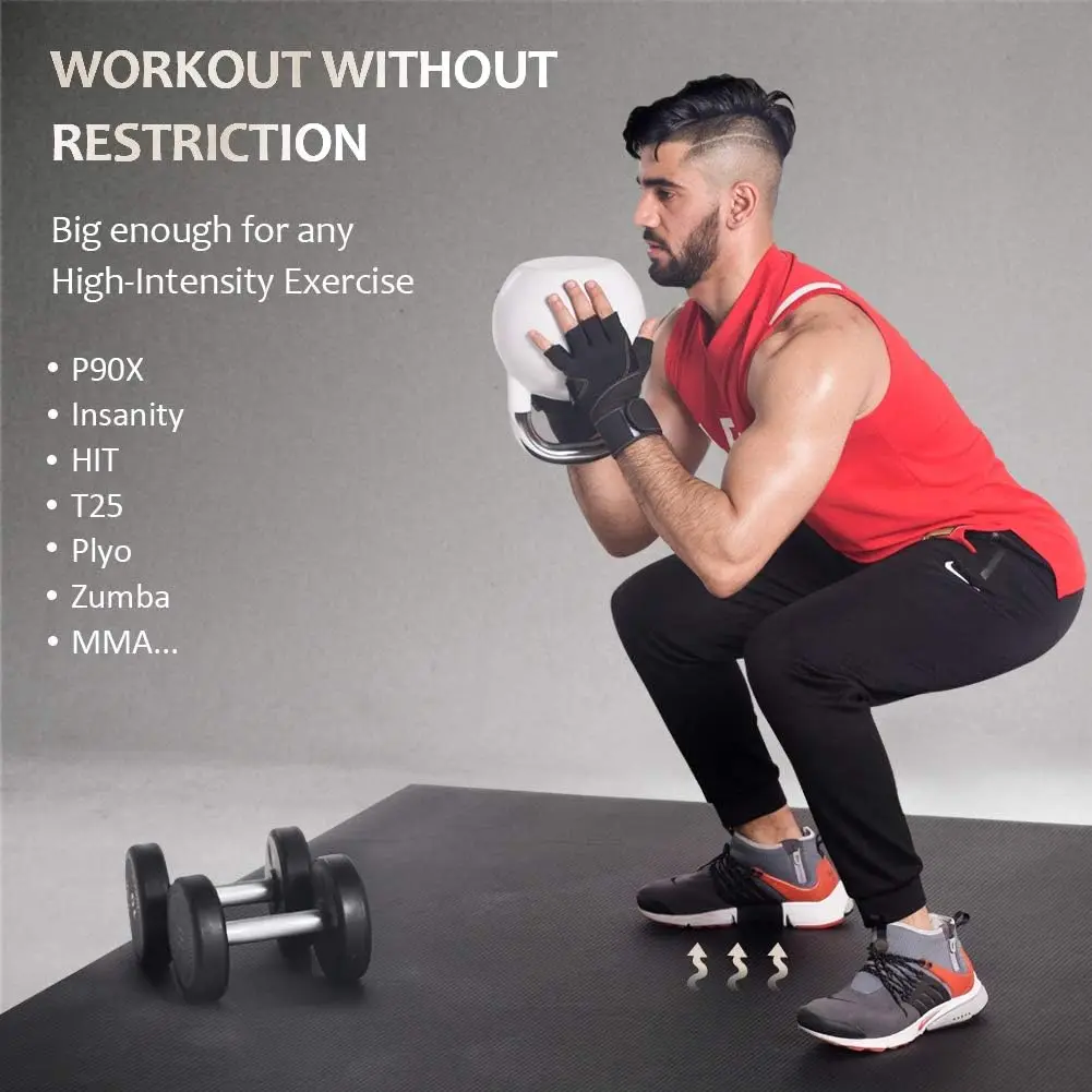 

Extra Wide Workout Mats for Home Gym Flooring, Non-Slip Thick Durable Cardio Mat for MMA,Jump Rope,Weights,Fitness,Shoe-Friendly