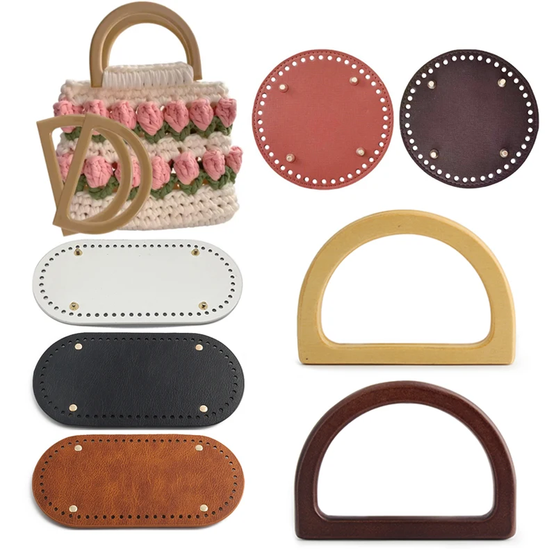 1/5set DIY Woven Bag PU Bottom Handle Set Handmade Woolen Bag Accessories Large-sized Crocheted Tote Bags Bottom Materials 2026