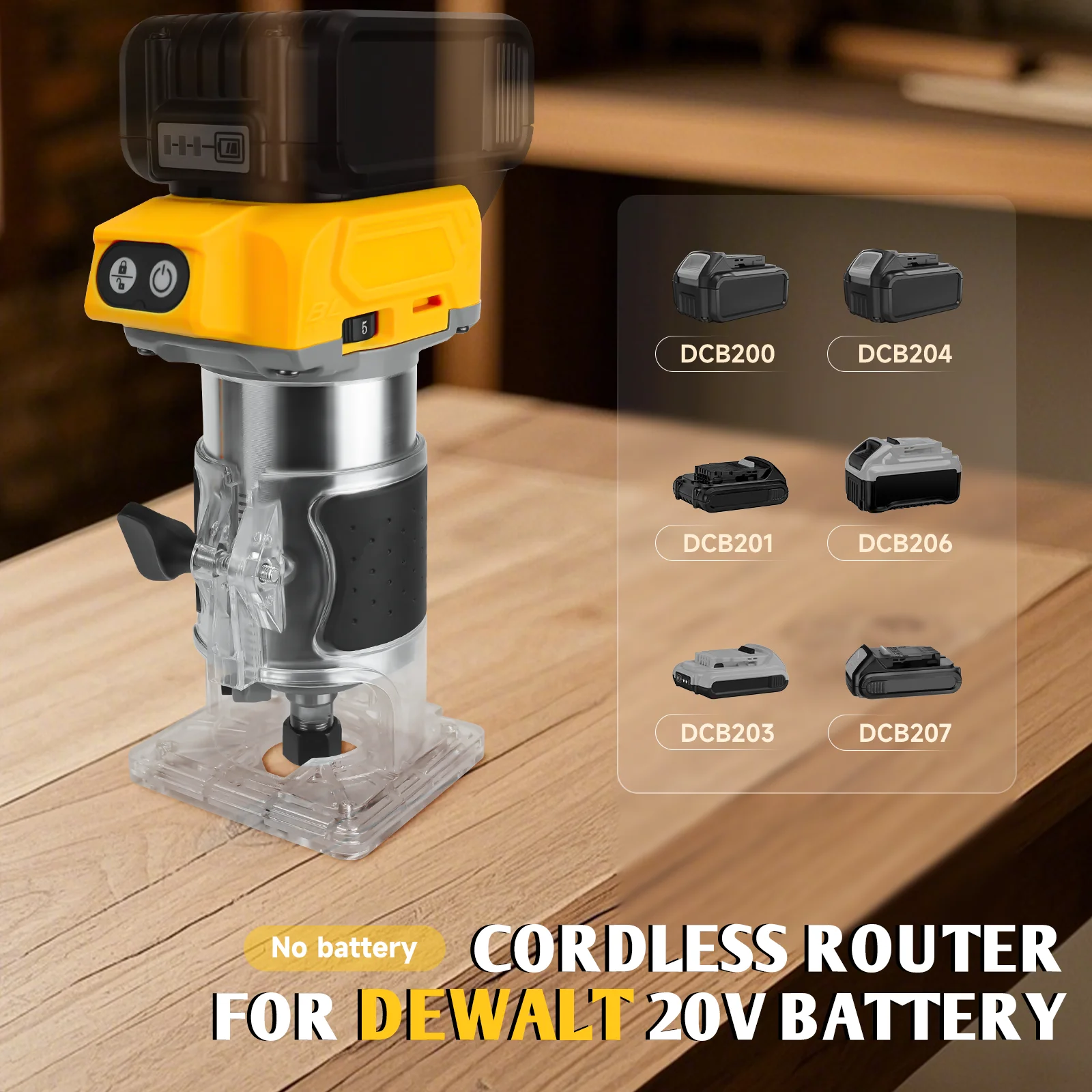 Brushless Electric Handheld Wood Router 800W Milling Engraving Slotting Cordless Trimmer Carpentry Tool For Dewalt 20V Battery
