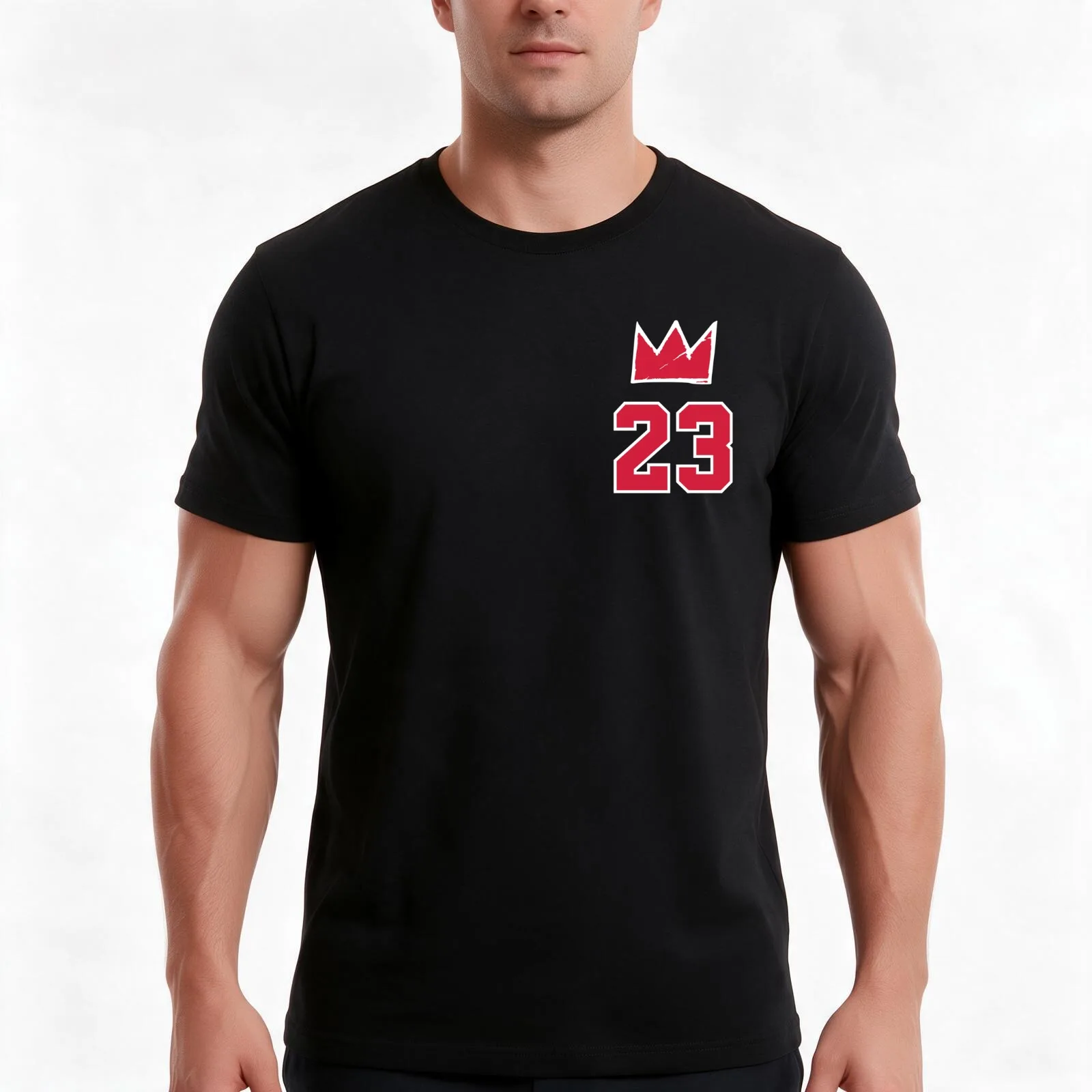 Chi Crown 23, pocket - 3 T-Shirt, Summer Casual Cotton Tee, Oversized Streetwear Tops, Vintage Graphic Print, Unisex Men Women