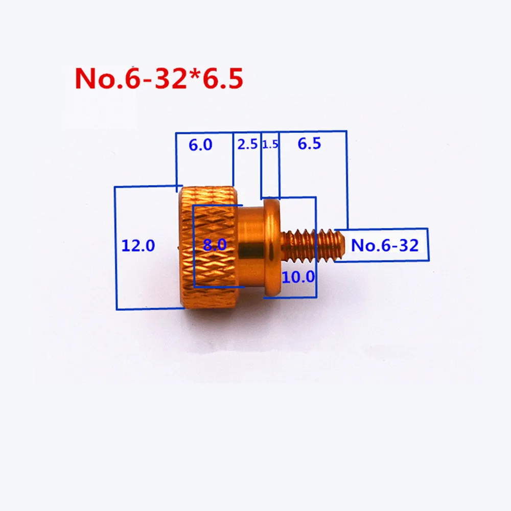 1piece 6#-32*6.5mm 6#-32*12mm 6#-32*16mm Aluminum Alloy Knurled Thumb Screws Computer Case Side Panel Hard Disk Hand Screw