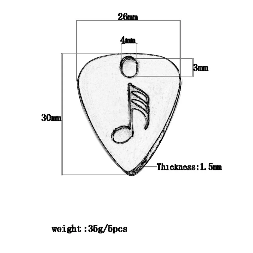 Plectre de guitare classique en métal en forme de goutte d'eau, en alliage, son brillant, symbole musical gravé, trou préparé, accessoires pour guitare acoustique et classique