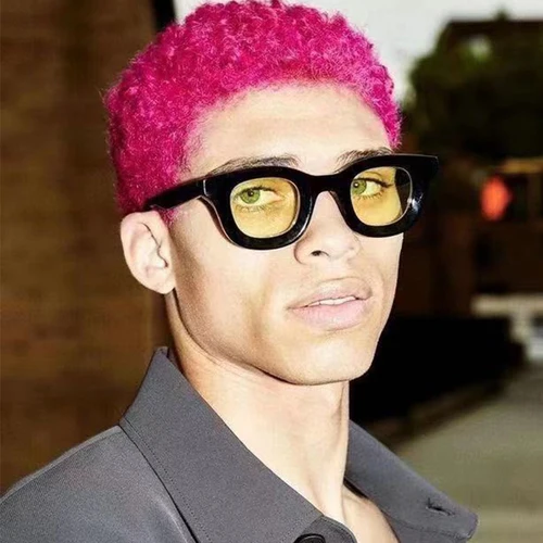 Imagen 2 del producto Gafas de sol de acetato grueso para hombre y mujer, lentes cuadradas ovaladas de alta calidad, monturas de estilo de diseñador, gafas de viaje para conducir, UV400