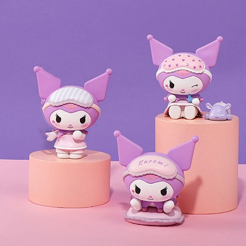 Sanrio pijamas minha melodia caixa cega estatueta bolo sobremesa decoração brinquedo das crianças ornamentos de mesa presentes aniversário