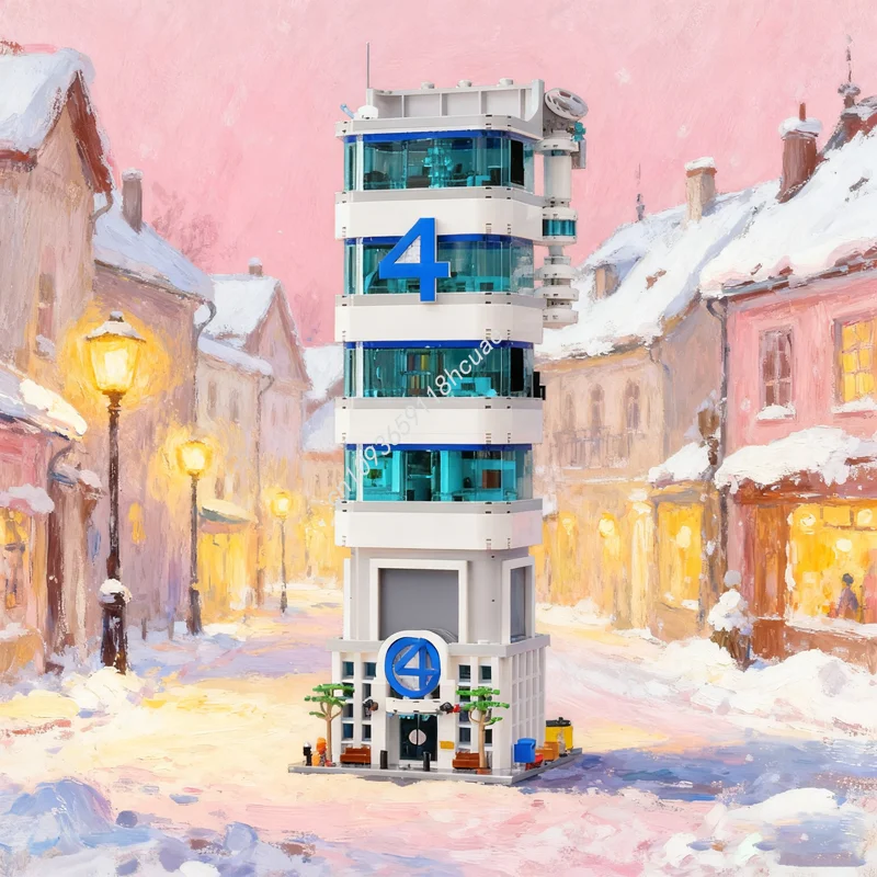 4545 Stück MOC Marvelled Fantastic Four Baxter Building Super Heroes Modellblöcke Spielzeug Architektur Weihnachtsgeschenkidee Ziegel Kinder