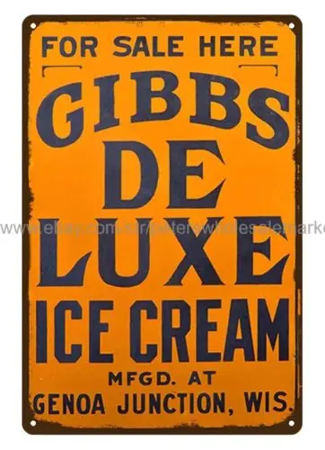 GIBBS DE LUXE ICECREAM metal tin sign retro home decor pub studio  plaque