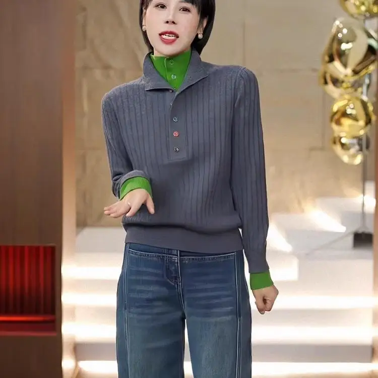 

ay Knitted Sweater Stand Collar Women's Faionable Autumn Winter New Sle Dongda Gate Quali Top Comfortable Loose Fit