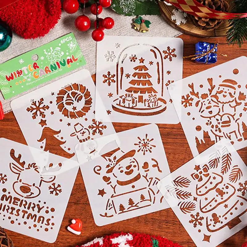 Christmas Painting Stencils Hollow Christmas Stencils Template Drawing Stencils Educational Holiday Stencils Christmas Pattern