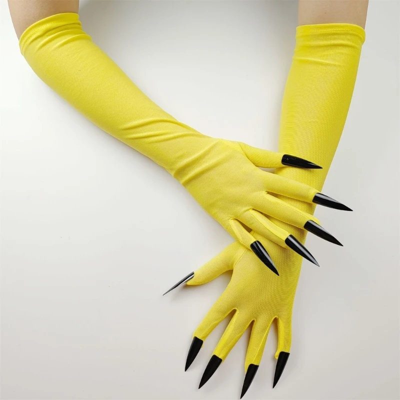 Fingernails Full Finger Gloves with Long Nails for Halloween Costume Props Fingernails Gloves Long Nails