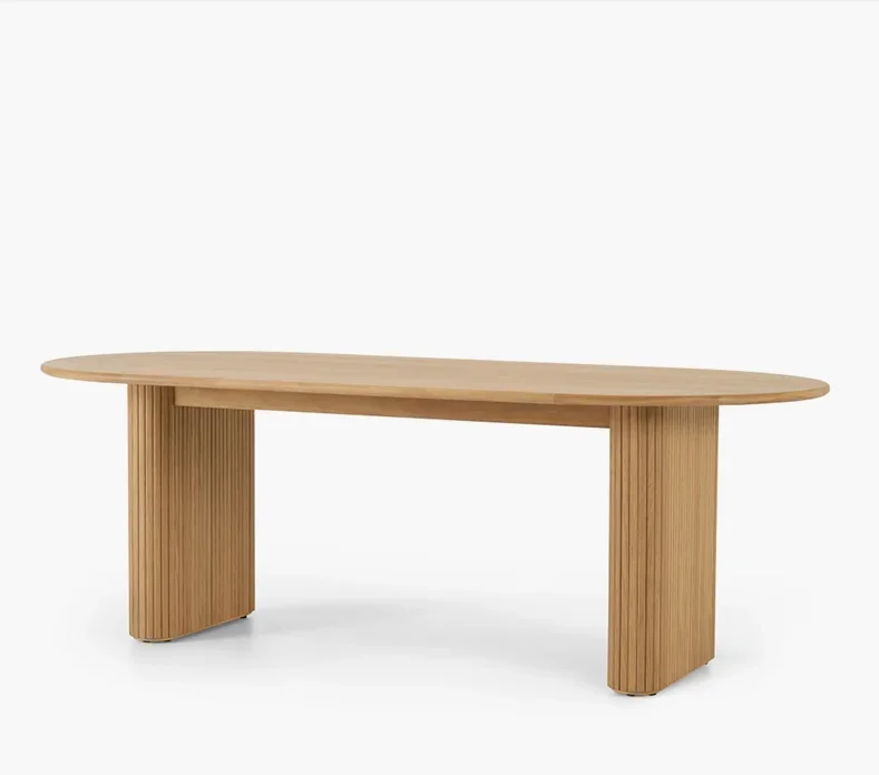 

Nordic light luxury solid wood dining table oval household dining table
