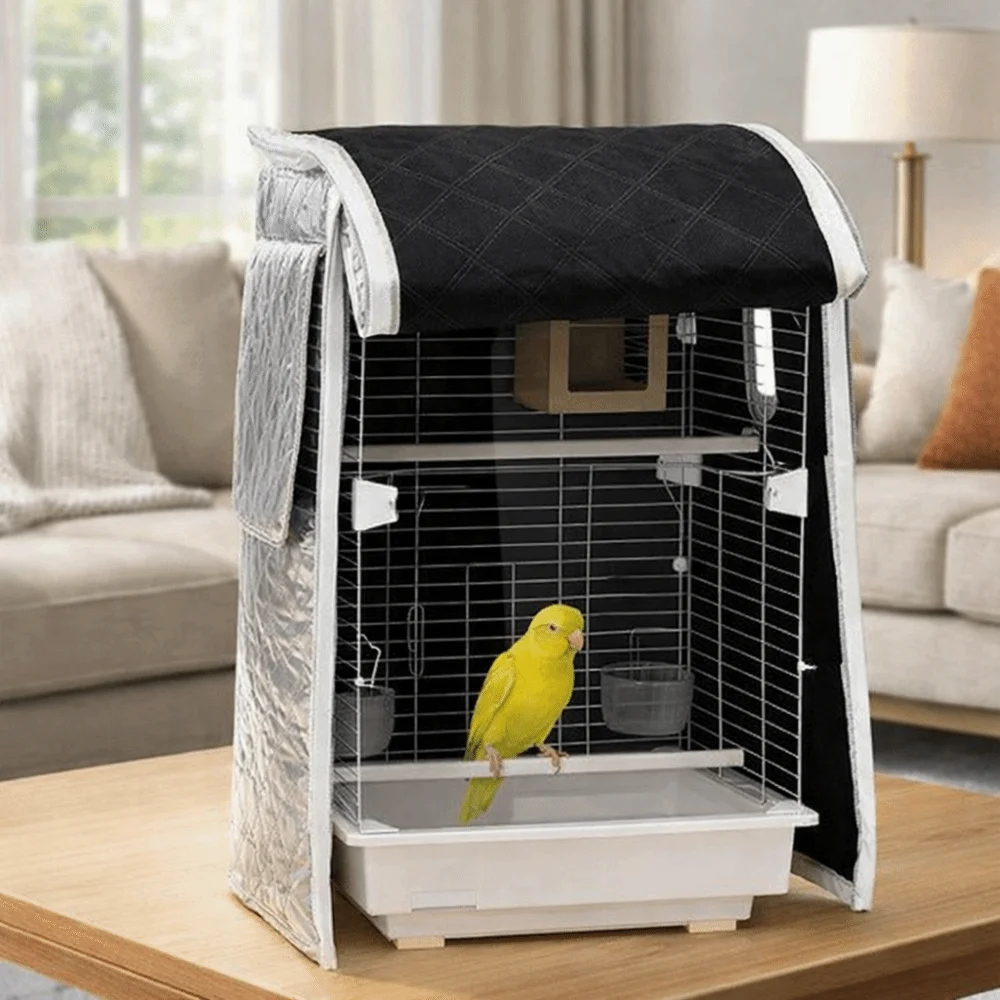 Dust Proof Cover Warm Bird Cage Cover Waterproof Thicken Bird Cage Protector Universal Breathable Blackout Protector Night Use