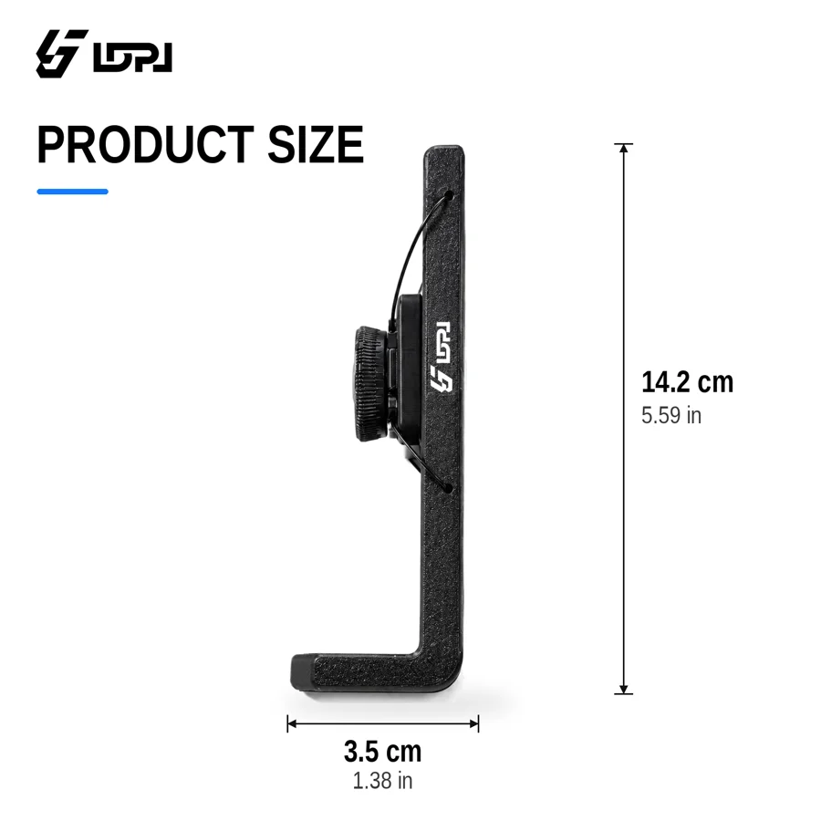 LDPJ black quick release L-shaped kettle holder, with adjustable knob to fit multiple sizes of kettles, complete accessories
