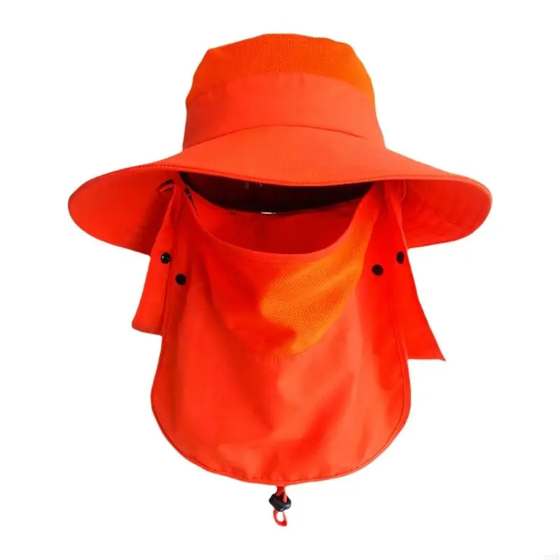 2025 New Chin Cord Sun Hat with Face Cover casual Hat for Hiking and Travel Days