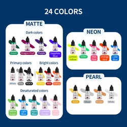 24 Colors Airbrush Nail Ink 10ML Nail Polish Paint Use For Airbrush Spray Gun Nail Art Color Paint Hollow Pattern Manicure Tool