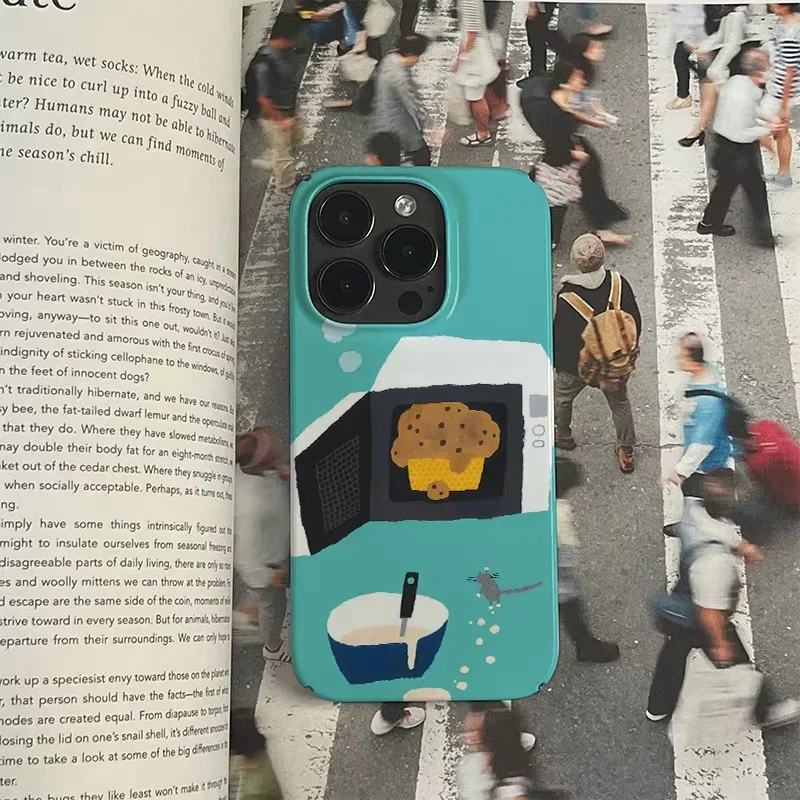 그린 케이크 베이킹 아트 일러스트레이션 아이폰 케이스 (아이폰 17 에어, 16E, 15 프로맥스, 14플러스, 13, 12 미니, 11, 16플러스, XR 아크릴 폰 커버)