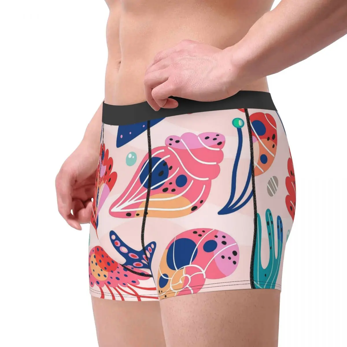 Animals of The Sea Clever Gentle Free And Happy Color Shells Underpants Breathbale Panties Men's Underwear Comfortable Briefs