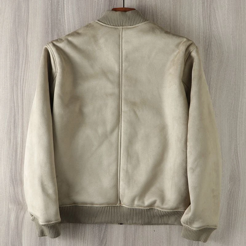 

Thiened Suede eep Fur Jaet Baseball Collar Casual Outerwear Autumn Winter Men's Leather And Fur Inteated Coat