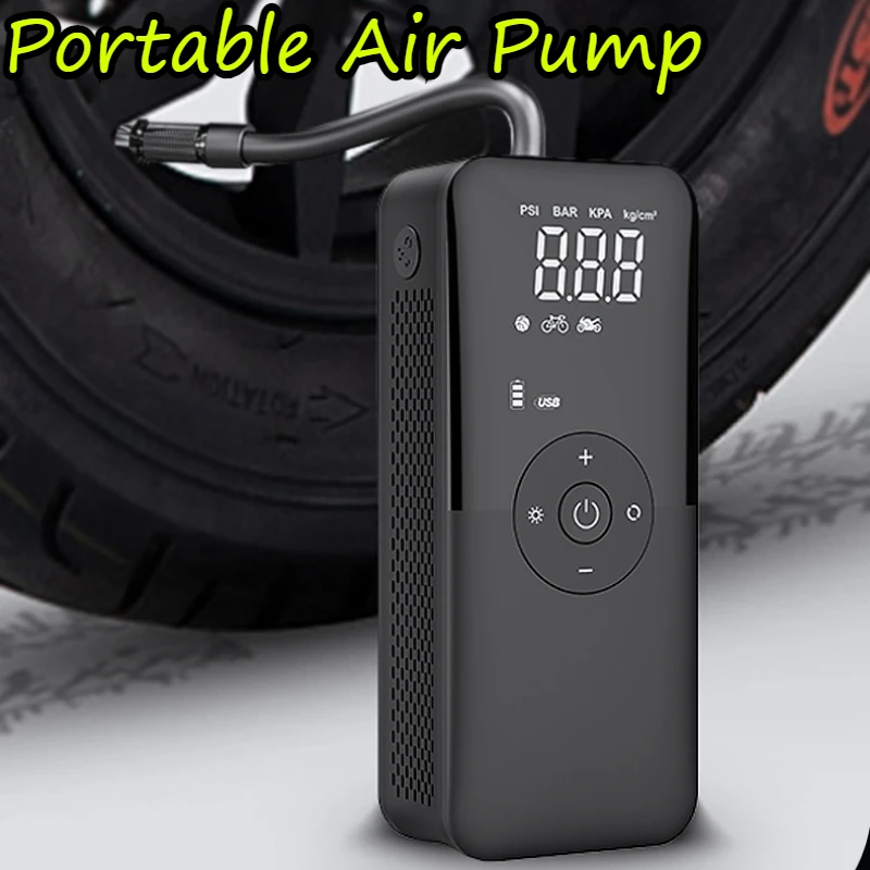 Portable Air Pump Rechargeable Tire Inflator Car Air Compressor Digital Electric Tire Inflator Lightweight Motorcycle Accessorie