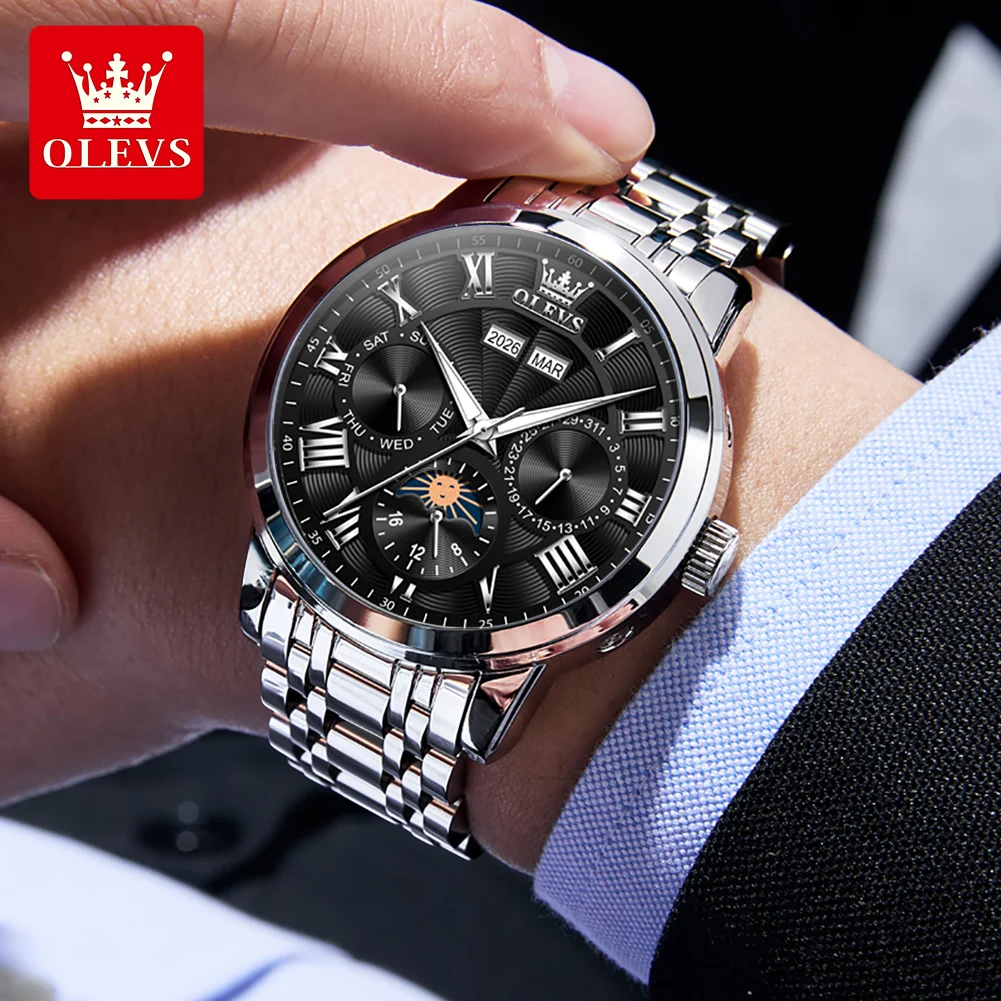 OLEVS 6785 Elegance Wristwatch Men Unique Dial Top Luxury Brand Original Mechanical Movement Night-light Function Waterproof